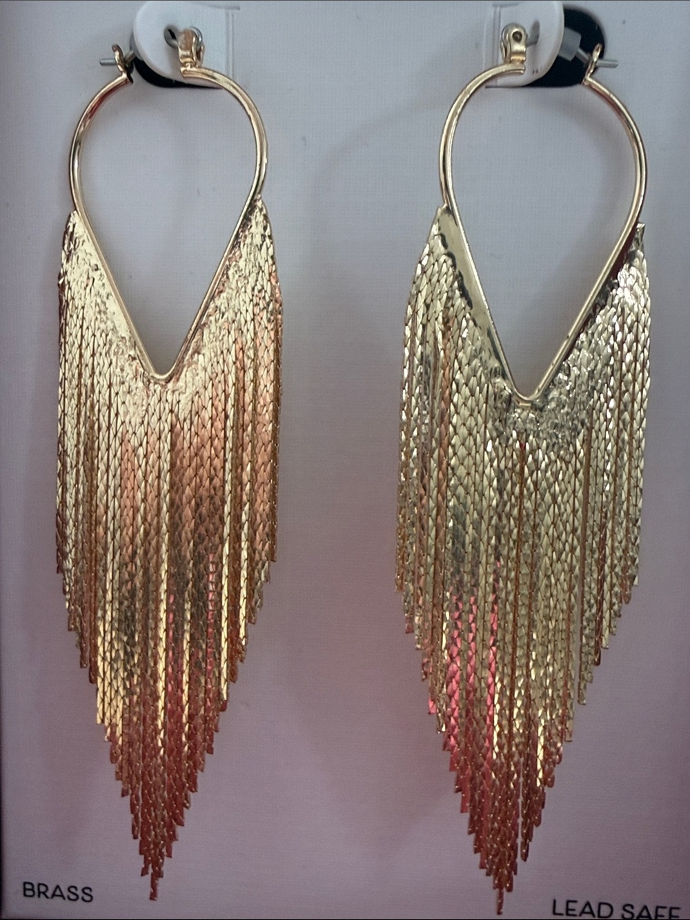Gold fringe dangle earrings NEW